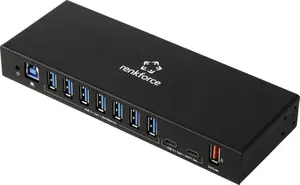 Renkforce RF-IH10-100 rūpnieciskais USB centrmezgls ar 10 portiem USB-A un USB-C USB 3.2 Gen1 5 GBit/s melns