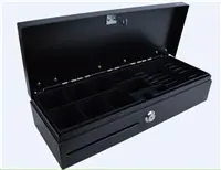VIRTUOS FT-460C Flip Top Cash Drawer with Lid and Cable, Black, 9-24V