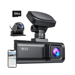 REDTIGER F7N Двойной видеорегистратор 4K UHD спереди и 1080P сзади с WiFi 6 GPS экраном 3.2 дюйма и картой 64 ГБ