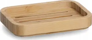 ZELLER 18924 Rectangular Bamboo Soap Dish in Wood Color