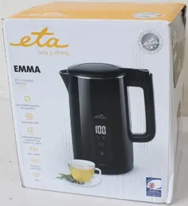 ETA Emma Electric Kettle 1.5 L 2200 W Stainless Steel White 360° Rotational Base Double-Wall Keep Warm Auto Power Off