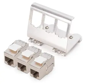 DIGITUS DN-25183 DIN Rail Adapter for 3x Keystone Modules Made of Stainless Steel in Steel Color