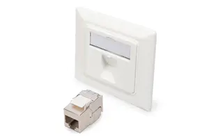 DIGITUS Front Panel 50x50 Central Panel with 1x DN-93615-S Keystone Module RJ-45 Category 6a White Metal