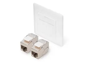 DIGITUS Front panel and mounting frame DN-93831-2 for multimedia with 2 x DN-93615 Keystone modules metal white screwless