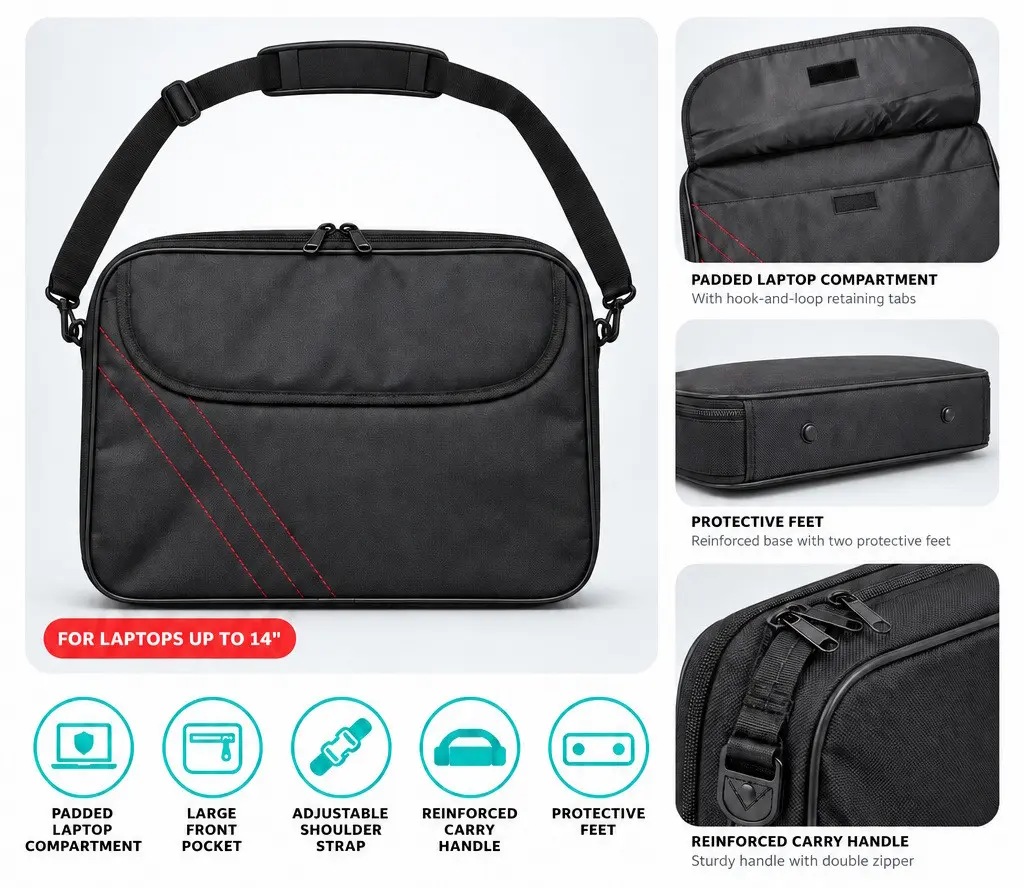 Fiesta Generosity 14-inch Laptop Bag - Black Photo 2