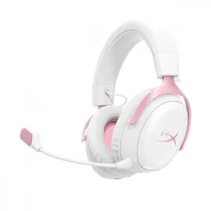 HyperX Cloud III S Bezvadu spēļu austiņas Balta Rozā Apļveida Slēgta akustiskā sistēma PC Mac PS5 Mobile Switch saderība