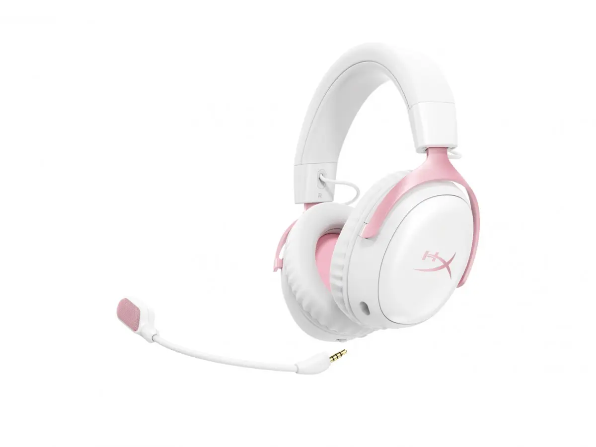 HyperX Cloud III S Bezvadu spēļu austiņas Baltas/Rozā Photo 4