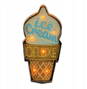 TelForceOne Retro LED Metal Sign Ice Cream Forever Light