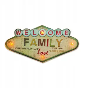 TelForceOne Retro LED Metal Sign Welcome Family Forever Light