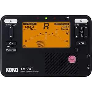 Korg TM-70T Melns tūneris ar metronomu, kalibrēšana 410-480 Hz, tempa diapazons 30-252 bpm, AAA baterijas