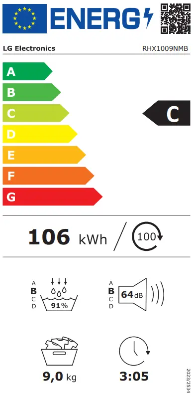 Veļas žāvētājs LG RHX1009NMB ar siltumsūkņa