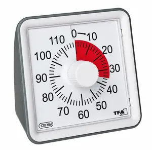 Mechanical kitchen timer TFA VISUAL anthracite and white with 1 min timer duration and battery power