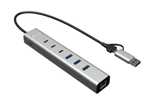 i-tec USB-C/USB-A Metal HUB 6 ports (3x USB-C, 3x USB-A), LAN, Power Delivery 85W