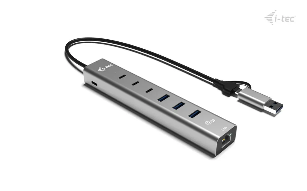 Металлический USB-концентратор i-tec на 6 портов с LAN и 85W PD Photo 3