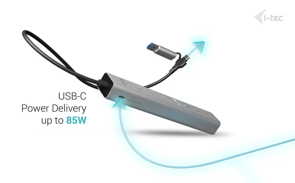 Металлический USB-концентратор i-tec на 6 портов с LAN и 85W PD Photo 6