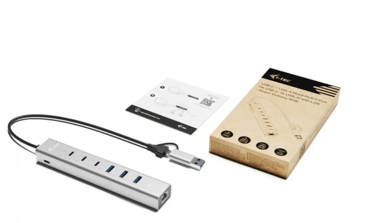 Металлический USB-концентратор i-tec на 6 портов с LAN и 85W PD Photo 13