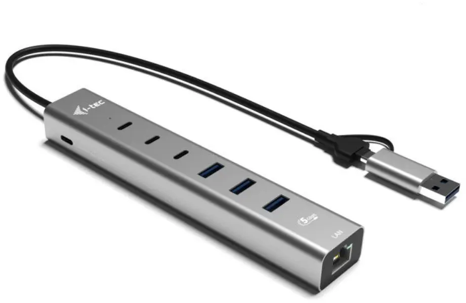 Металлический USB-концентратор i-tec на 6 портов с LAN и 85W PD Photo 22