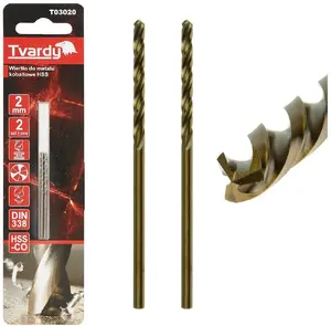 Kobalta metāla spirālurbis Tvardy HSS M35 2 mm