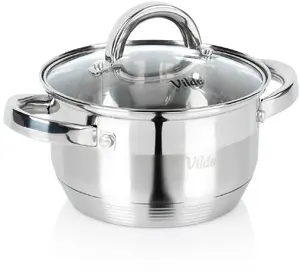 Vilde INOXCELLENT Stainless Steel Pot with Glass Lid 16 cm 1.75 L