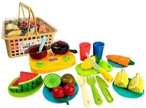 Adar Educational Toy Fruit and Vegetable Set in a Basket