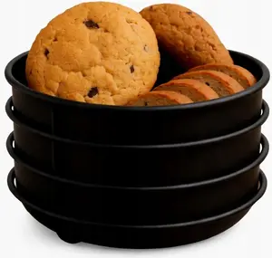 Katex round laundry basket in black colour with a practical design for home use