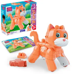 MEGA BLOKS Fisher-Price Rolling Kitten Block Toy with Rolling Wheels 25 Pieces MATTEL JMK86