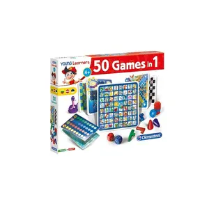 Clementoni 50 games in 1 board game set for 1 to 2 players, recommended for ages 4 and up, featuring Lithuanian, Latvian, and Estonian instructions