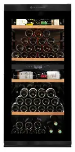 Climadiff MILLESIME140DB Freestanding Compressor Wine Cooler with 138 Bottle Capacity Touch Control LED Lighting and Temperature Range of 5 to 12 °C in Black and Stainless Steel