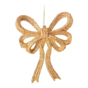 Christmas Tree toy Bow Brown and Gold Plastic