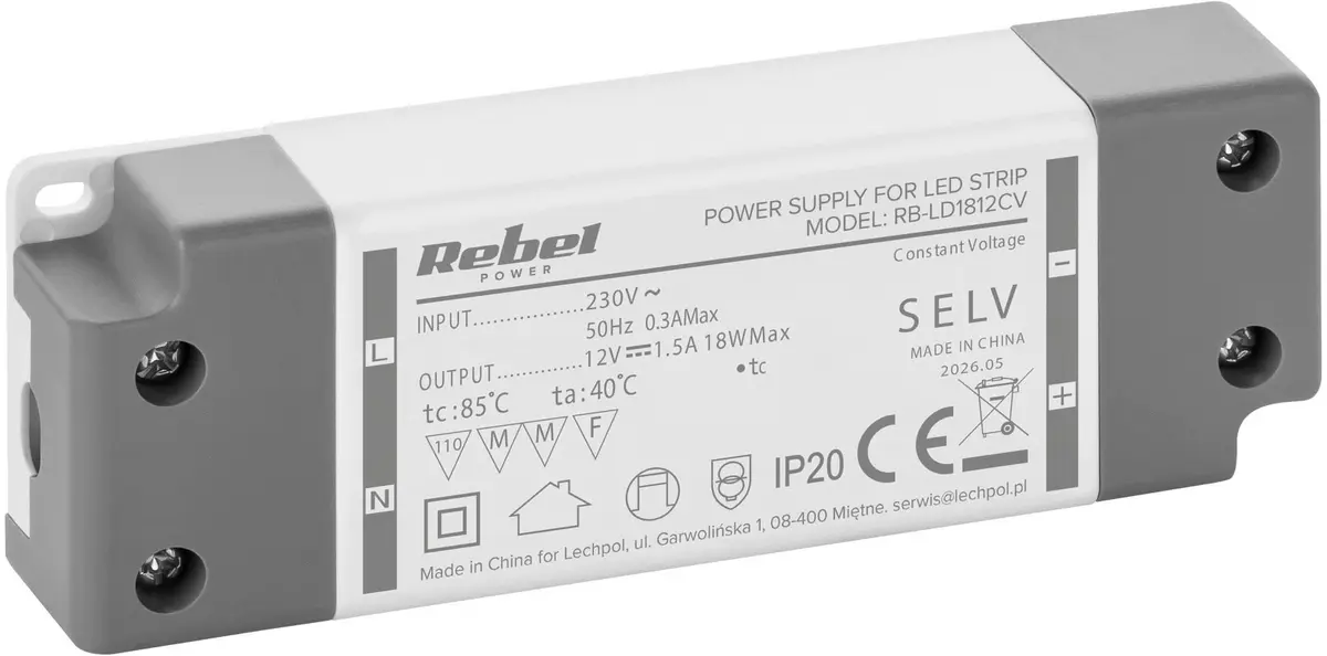 Rebel LED lentu barošanas avots RB-LD1812CV