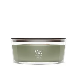 WoodWick Verdant Fig Aromātiskā vaska svece Ellipse Zaļš stikla traukā