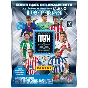 Футболные карточки Panini La Liga 2027 Megacracks Mega Set с коллекционным альбомом, 32 карточками и картой ограниченной серии