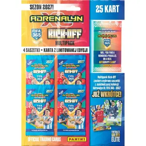 Коллекционные карточки Panini FIFA 365 2027 Kick Off Multipack с 4 пачками и 1 эксклюзивной картой ограниченной серии