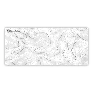 Geekboss Zen Terrain White Topographic XL Mouse Pad 900 x 400 mm 4 mm Stitched Edges