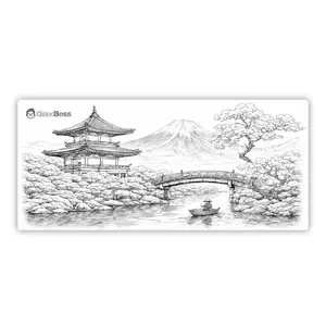 Geekboss Kyoto Stillness Engraved Linework XL Gaming Mouse Pad with Stitched Edges 900x400x4 mm