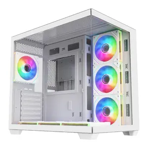 Fortron M341-WA Корпус Midi Tower для ПК Белый ARGB Поддержка ATX Micro-ATX Mini-ITX с 7 вентиляторами ARGB и закаленным стеклом
