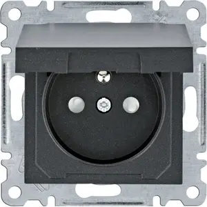 Schneider Electric Lumina Grounded Power Socket with Shutter and Cover 16 A 250 VAC Black