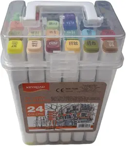 Keyroad KR990261 Double-Sided Markers 24 Pieces Assorted Colors in Plastic Box