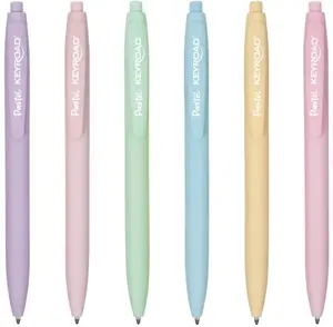 Keyroad Pastel retractable ballpoint pen, 1 mm, blue refill, assorted body colors