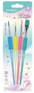 Keyroad Pastel Paint Brushes with Handles, 4 pieces, assorted colors