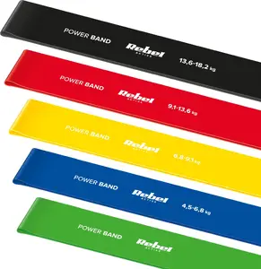 Rebel Active Mini Band L RBA-3002-CO Набор латексных фитнес-резинок для упражнений 5 штук 2.3-18.2 кг разноцветные