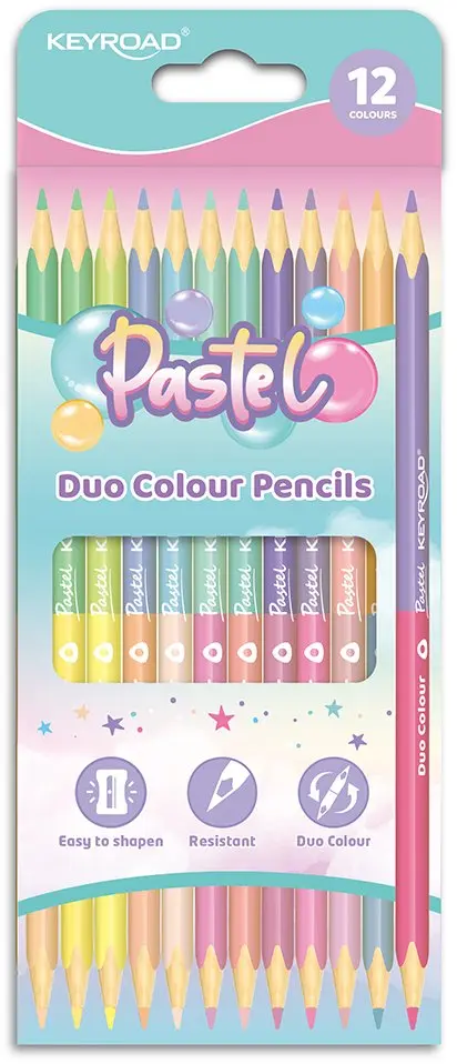 Keyroad Pastel krāsainie zīmuļi, trīsstūrveida, divpusēji