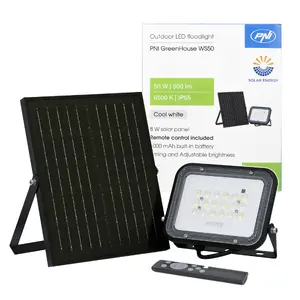 PNI LED Floodlight 50W with Solar Panel 6000 mAh Battery Remote Control Adjustable Brightness