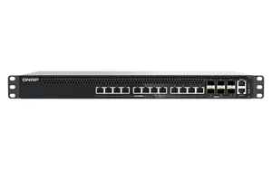 QNAP QSW-M5218P-6F12T Managed L3 Network Switch with 12x 10G RJ45 PoE Ports, 6x SFP28 Ports, 540 Gbit/s Switching Capacity and Rack Mount 1U Design
