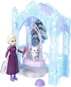 MATTEL Disney Frozen Storytime Stackers Elsa Small Doll and Icy Animal Hideaway Playset with Fox and Bird Figures, Multicolour, Fabric and Plastic