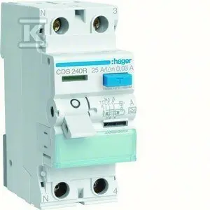 Дифференциальный выключатель нагрузки Hager CDS240R 1P+N 40A 30мА Тип A