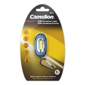 Ручной фонарь Camelion COB 30 лм пластиковый синий/красный с карабином и магнитом 3 режима работы на батарейках 2 x CR2032 в комплекте