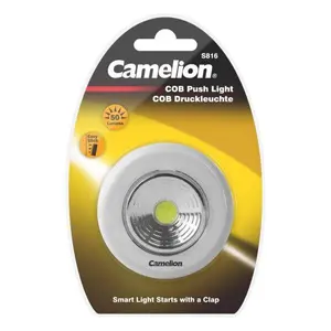Накладной светильник Camelion COB LED 50лм белый и серебристый пластиковый на батарейках 3 x AAA с клеевым креплением