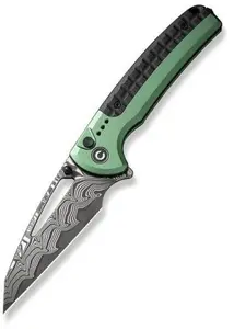 Civivi Sentinel Strike Folding Knife Green Aluminium and Black FRN Damascus Steel C22025B-DS1