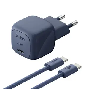 Belkin BoostCharge WCA008KQ2MBL-B6 Laptop AC Fast Charger with USB Type-C Port and 2 m Cable in Blue